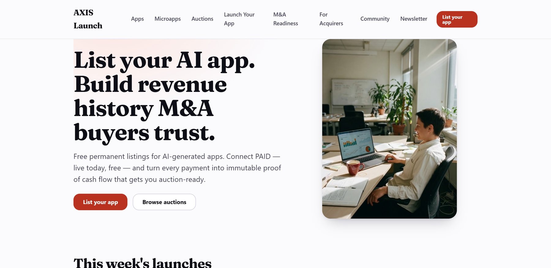 The AXIS Launch homepage